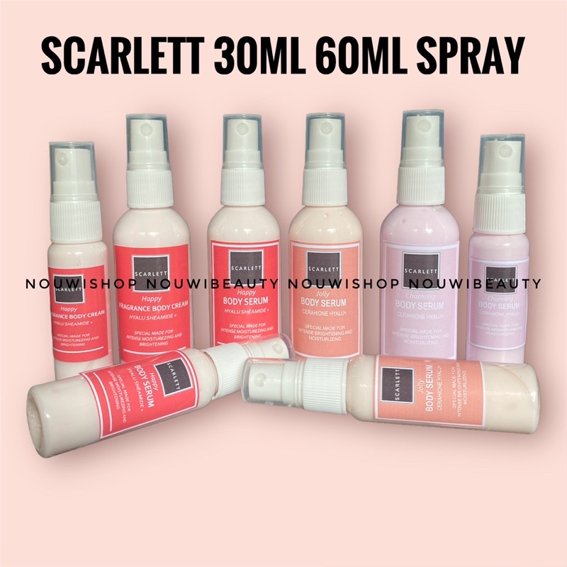 Scarlett Mini Botol Spray 30ml 60ml Body Lotion Body Serum Skarlet Imut Mungil Menggemaskan