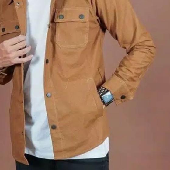 TRUCKER JAKET JAKET SEMI PARKA BAHAN KANVAS - maroon, XXL