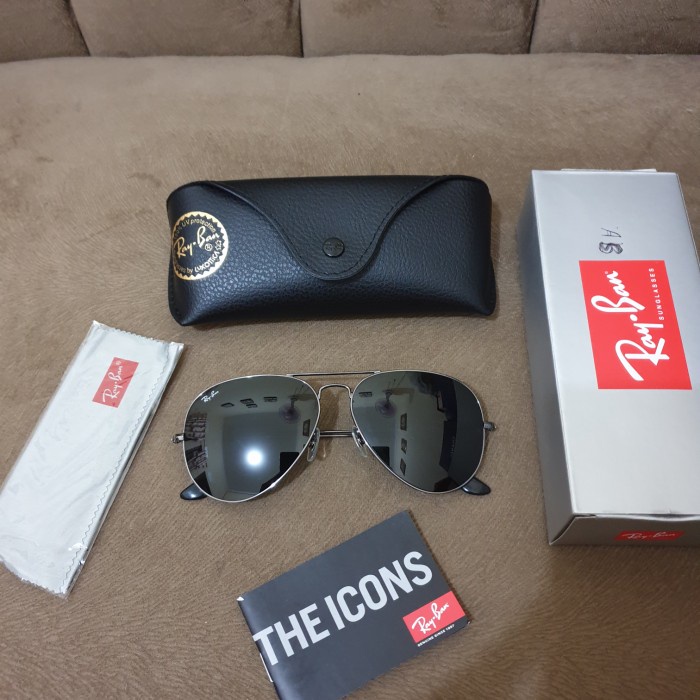 new .authentic kacamata .sunglasses ray-ban aviator abu abu