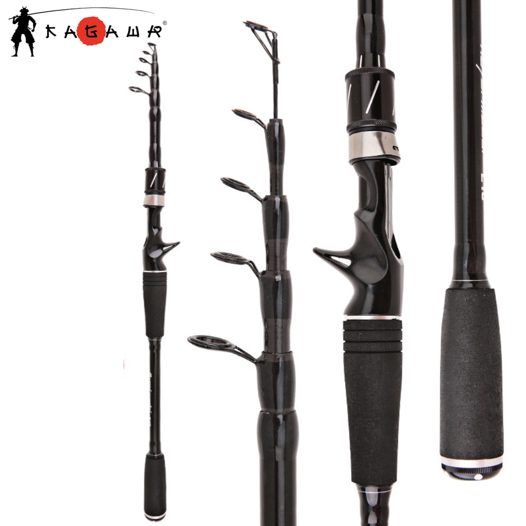 Joran Pancing Telescopic Fishing Rod 1.8m 1.6m Ultralight Weight Carbon Fiber Casting Spinning Murah Warna Hitam