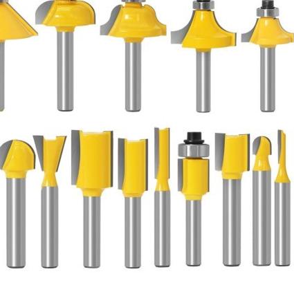 Mata profil Router bit set trimmer 1/4" wood milling cutter set 15pc