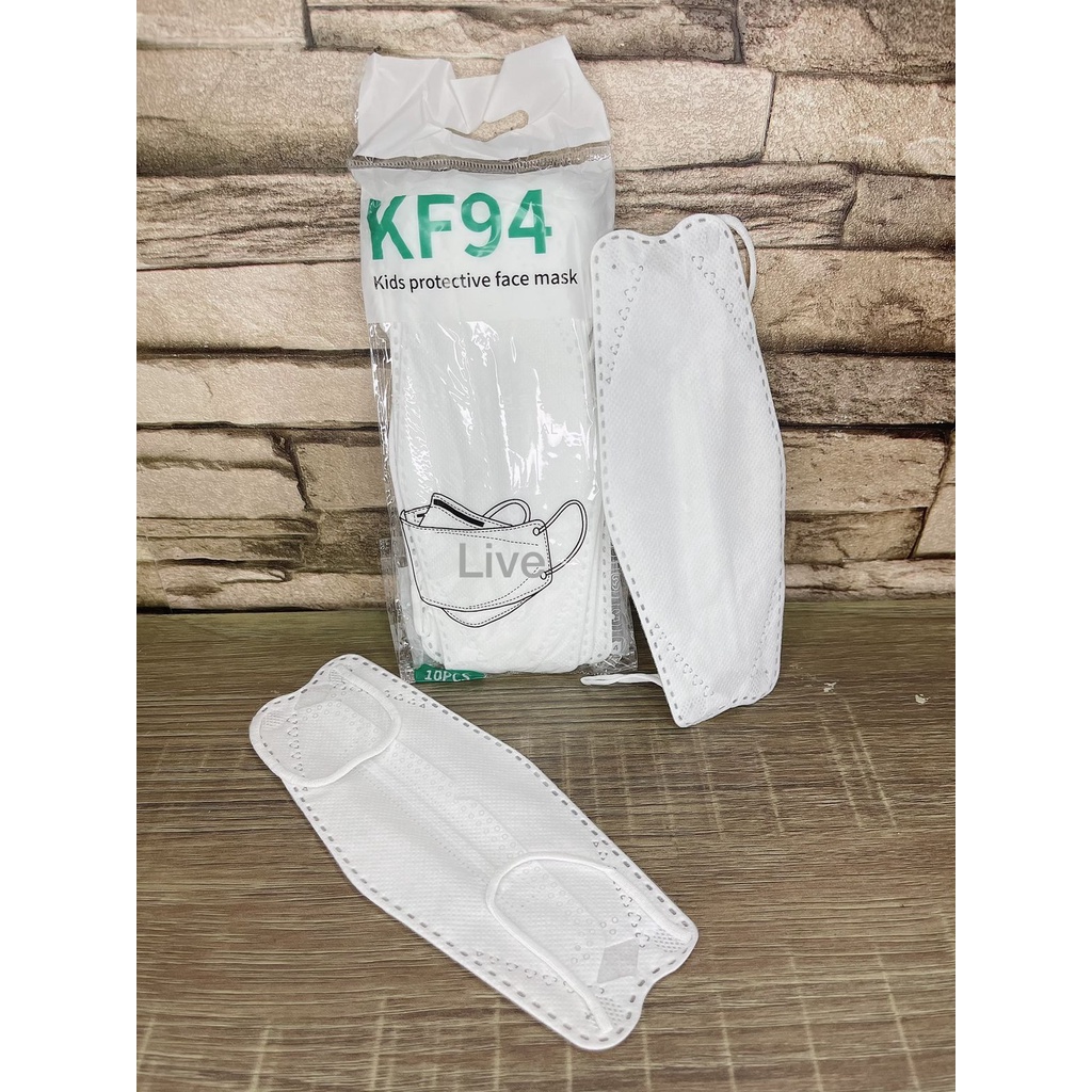 Masker kf94 anak polos hitam putih 1pak isi 10pcs