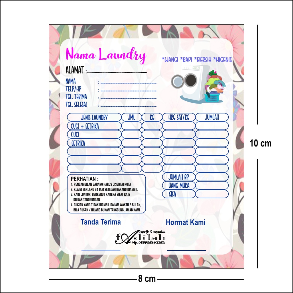 

NOTA LAUNDRY CUSTOM FULL COLOUR 1/8 HVS