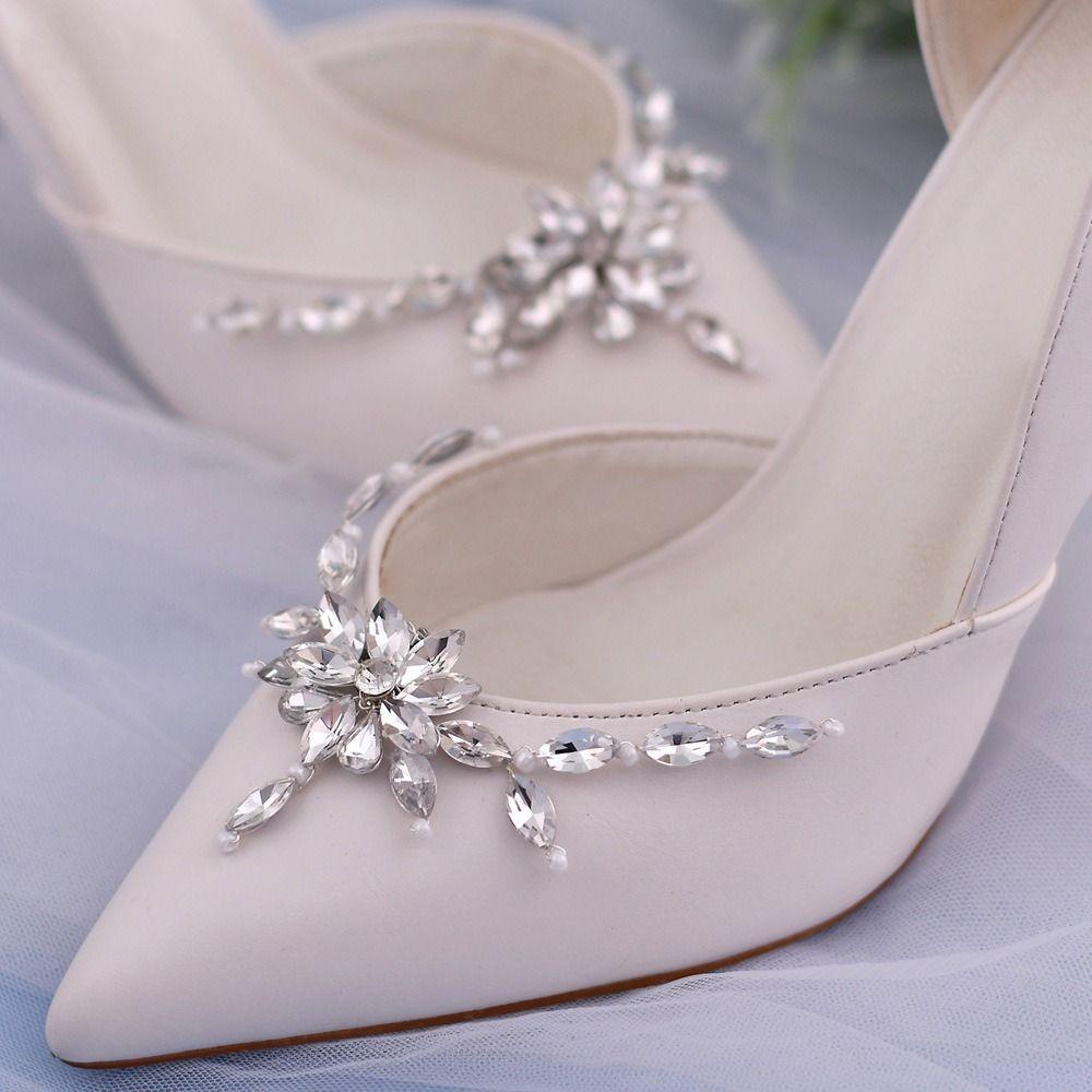 1pasang Dekorasi Sepatu Pernikahan Dekorasi Berlian Imitasi Pengantin Bros Pesona Gesper
