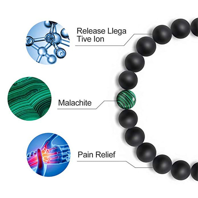 Gelang Batu Natural Malachite Black Agate