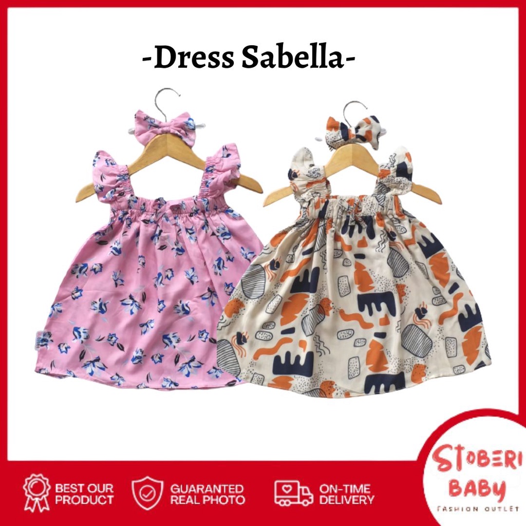 stoberi baby - BBB DRESS SABELLA dress anak perempuan bayi motif bunga lucu free headband / SAA2