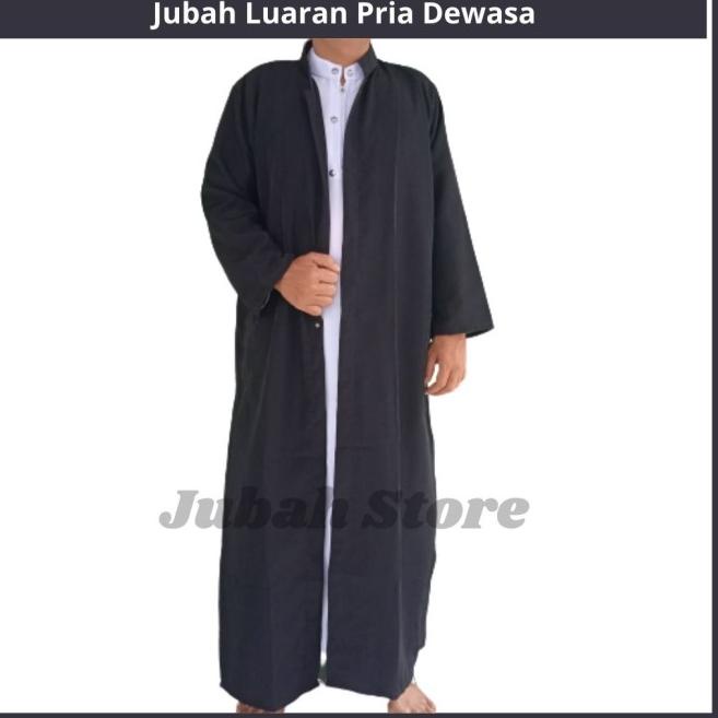 [] JUBAH BELAH / JUBAH LUARAN AL - HARBI / JUBAH HABIB / JUBAH PRIA - M, Hitam