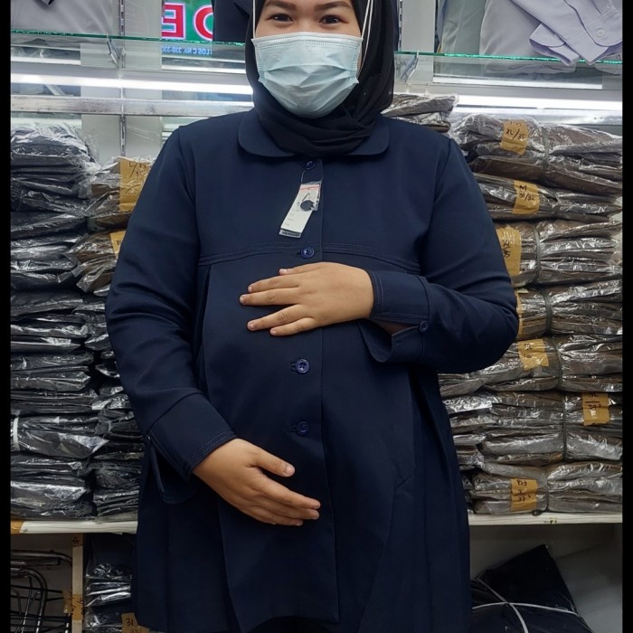 Seragam Pns Wanita Hamil - Pemda - Pemda Tua - Biru Dongker -Abu Tua