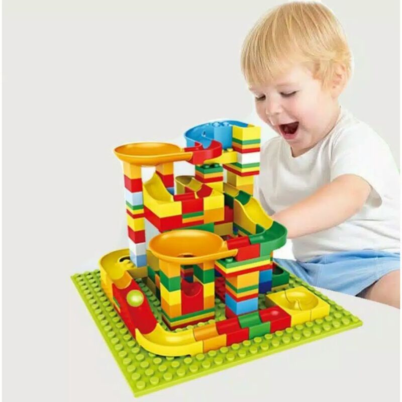 Mainan Track Building Brick Marble Race Run 168pcs Maze Block Runner