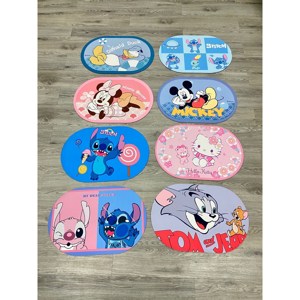 [GROSIR] KESET OVAL DIATOMITE KARAKTER MICKEY MINNIE MOUSE TOM N JERRY LILO N STICH