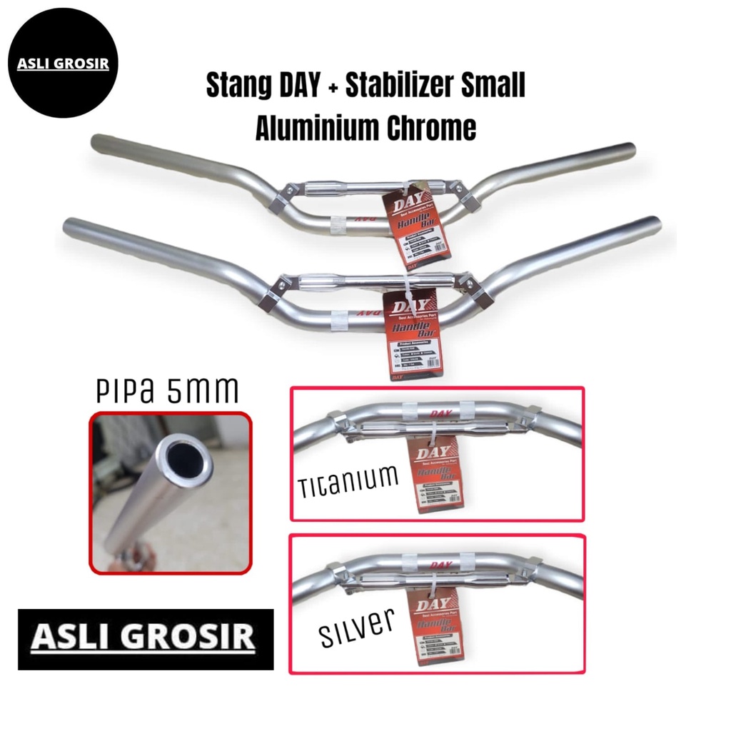 Stang Stir Day Plus Stabilizer Model Daytona Low Full CNC Import Aluminium Chrome Tebal 5mm Universal