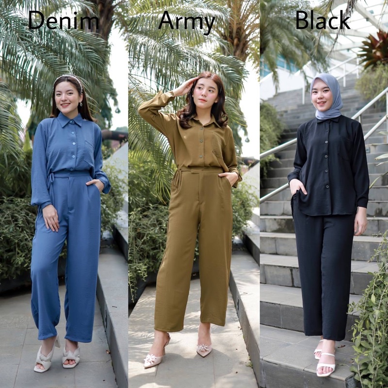 ALIYA ONESET -+(Ld cek caption) setelan polos crinkle