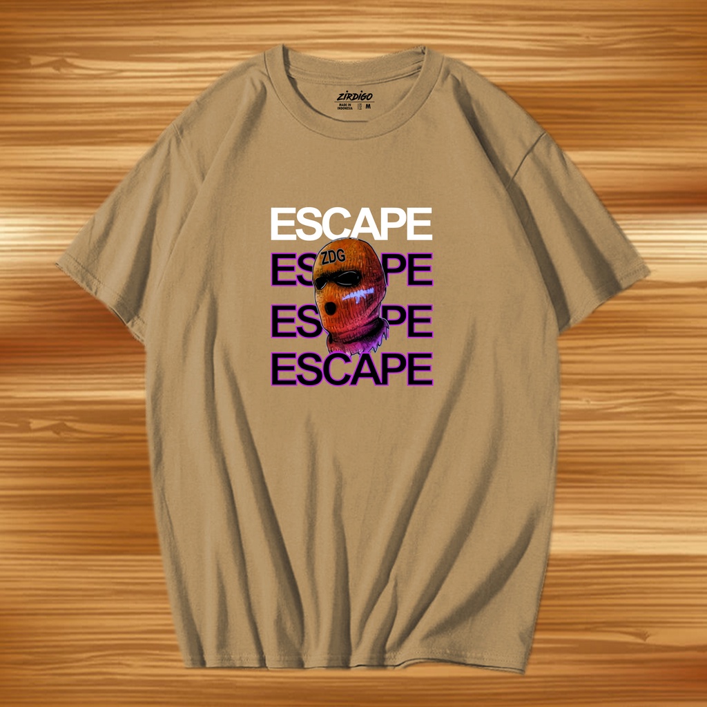 Agam Collection Baju Kaos Distro Lengan Pendek Escape Text Print  DTF Premium Quality Kaos Keren Cewek Cowok