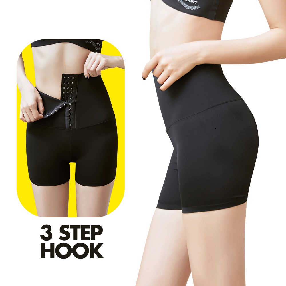 QH Scelta - Korset Legging Celana Pendek Olahraga Pelangsing Pengencang Pengecil Lemak Perut Kancing