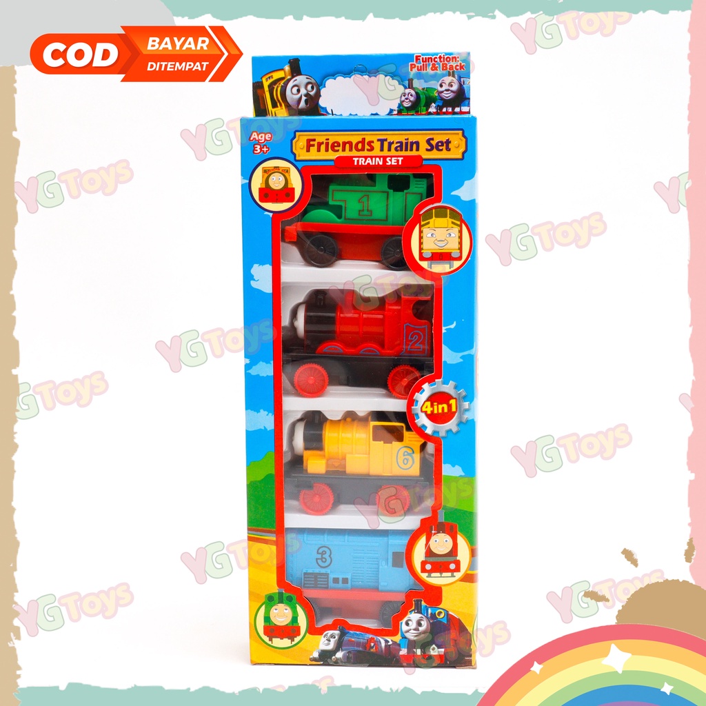 YGtoys Mainan Kereta Mobil Mobilan Friends Set isi 4 Pcs Mainan Anak Laki Laki Kereta Api Set