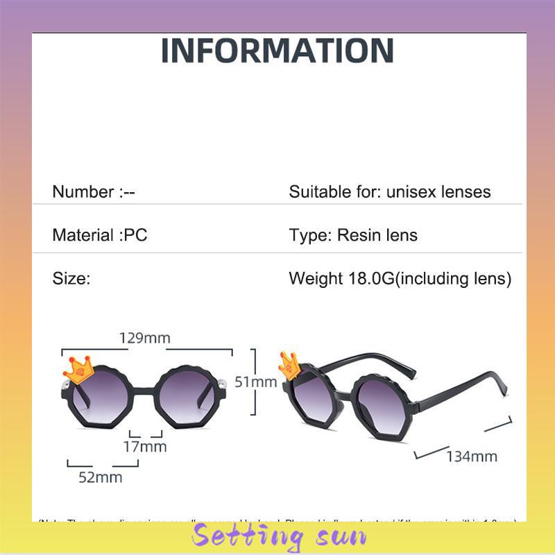 COD✨Kacamata Hitam Anak Kartun Bulat Crown Fashion Kacamata Untuk Anak-Anak TN