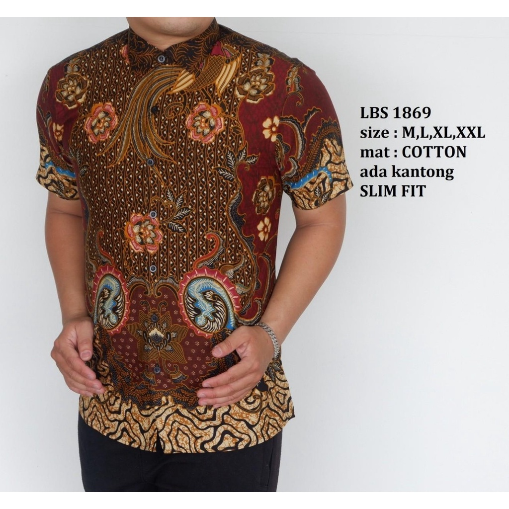 KEMEJA BATIK PRIA SLIM FIT LENGAN PANJANG BAJU BATIK PRIA LBS1869