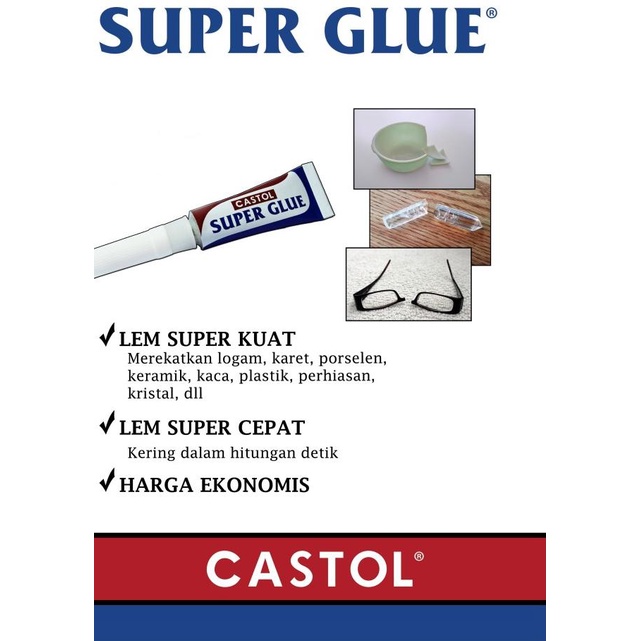

1 Lusin Castol Super Glue Tube 3g