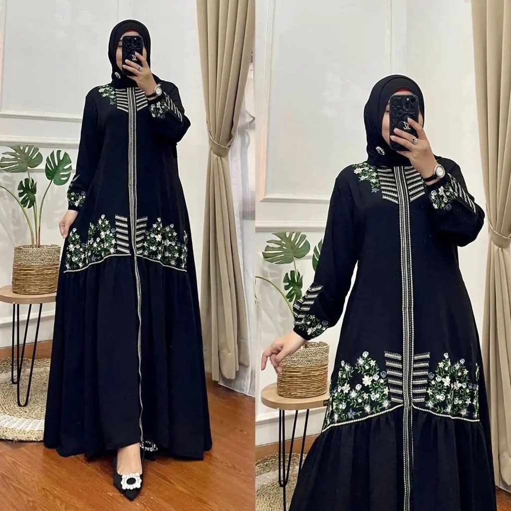 DRESS GAMIS CRINKLE AIRFLOW PREMIUM DRESS WANITA TERBARU 2023 GAMIS WANITA BAHAN CRINGKLE APLIKASI BORDIR MEWAH