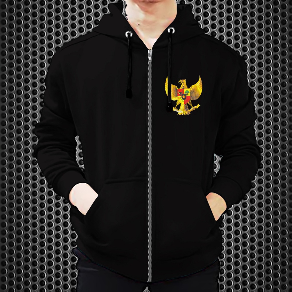 Bisa COD Jaket Resleting GARUDA Pria / Hodie Pria / Jaket Pria Polos Bahan Fleece UK L-XL
