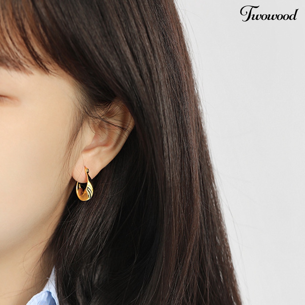 1 Pasang Anting Hoop Geometris Bahan Tembaga Untuk Pesta