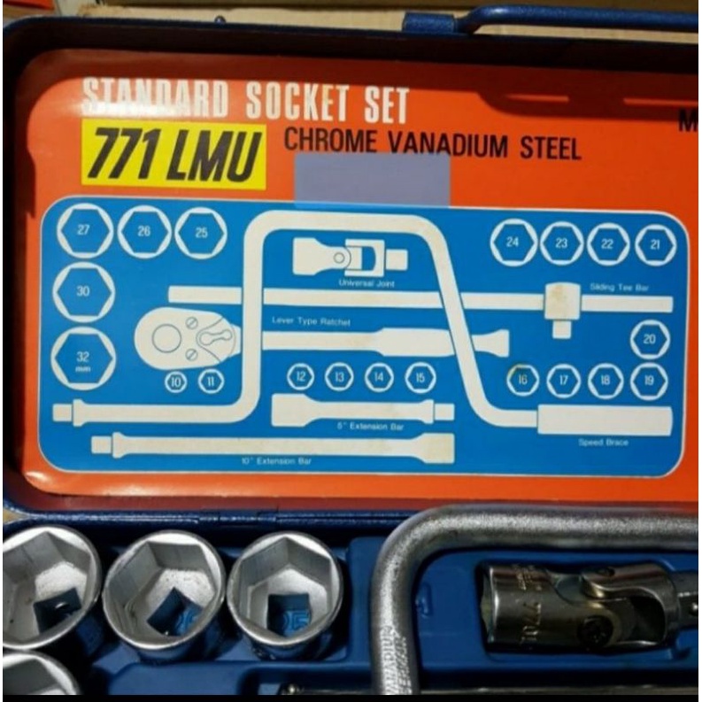 KUNCI SHOCK ELORA 26 PCS SOCKET WRENCH SET 1/2 INCH ORIGINAL GERMANY