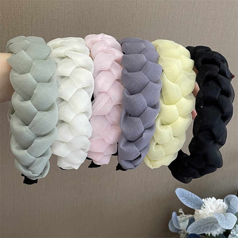 T&amp;Y Bando Kepang Satin Korea Scrunchie Headband Bandana Polos Aksesoris Rambut Wanita Fashion Murah Import