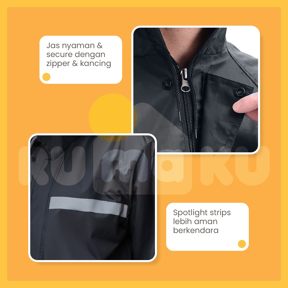 Rumaku Jas Hujan Setelan Premium All Size Pria Wanita Tebal Anti Angin Oxford Cloth