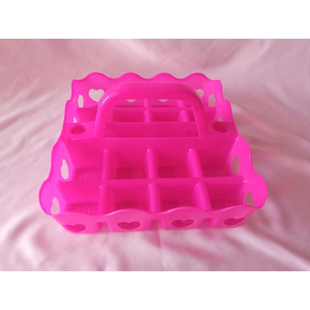 YA 993. Rak Gelas Mineral Aqua Plastik 16 Lubang + Slot sedotan Tempat Penyimpanan Air Minum Meja Minuman Minimalis Murah Kuat