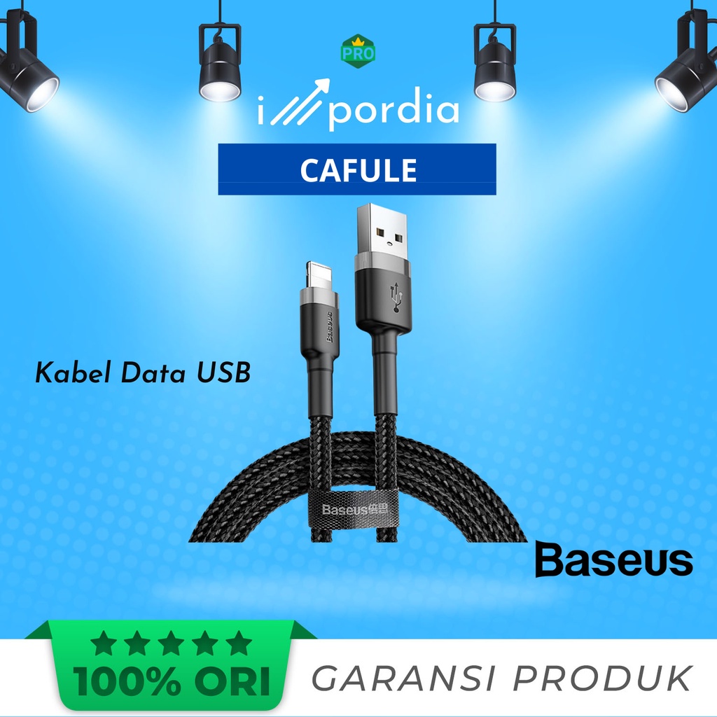 BASEUS KABEL DATA USB LIGHTNING TYPE C ANDROID - Hitam 1M 2.4A