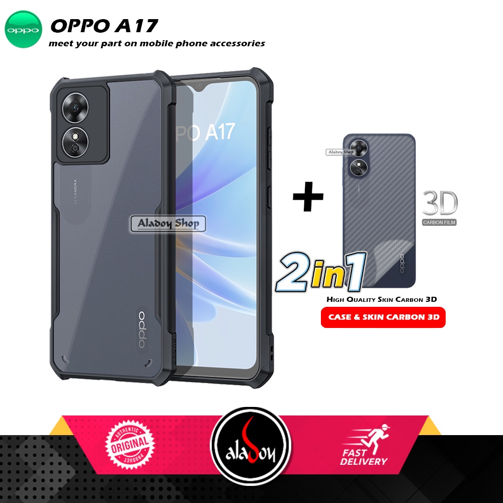 Case Oppo A17 Armor Fusion Transparent Casing Free Skin Carbon 3D