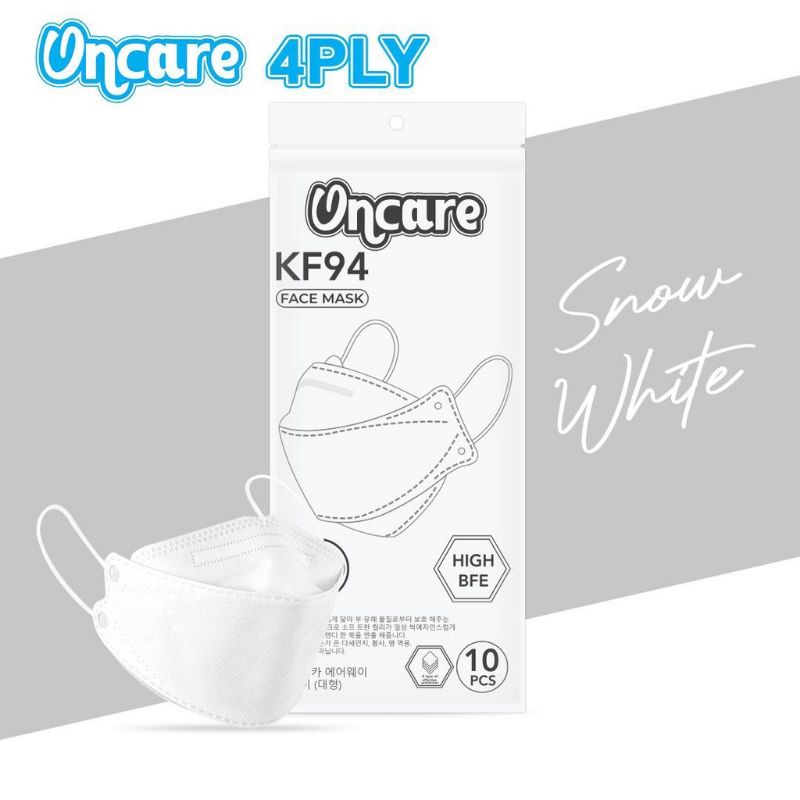 KF94 MASKER FACEMASK MOUSON / CAREION / ONCARE 4PLY ISI 10 PCS WARNA HITAM - PUTIH-PUTIH ONCARE / KF94
