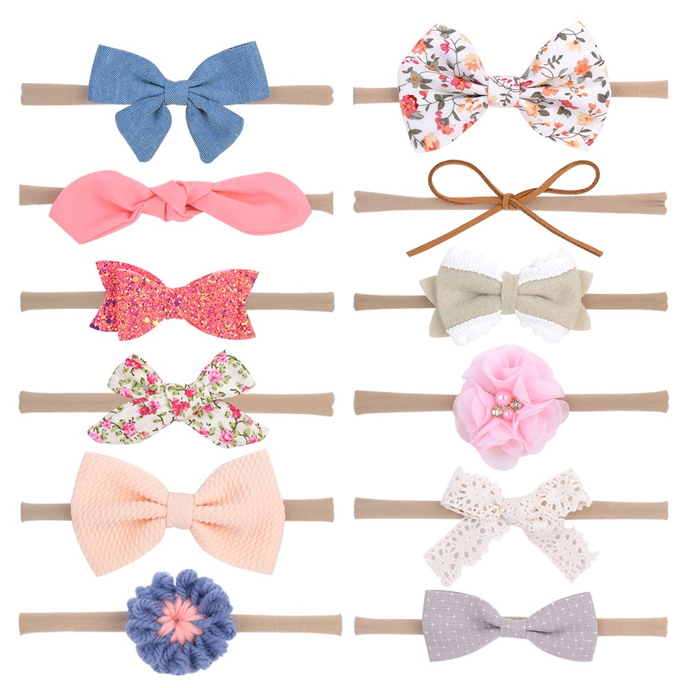 (Pimenova) pita bayi set isi 12pcs baby headband bando bayi dan anak bando pita bando bunga