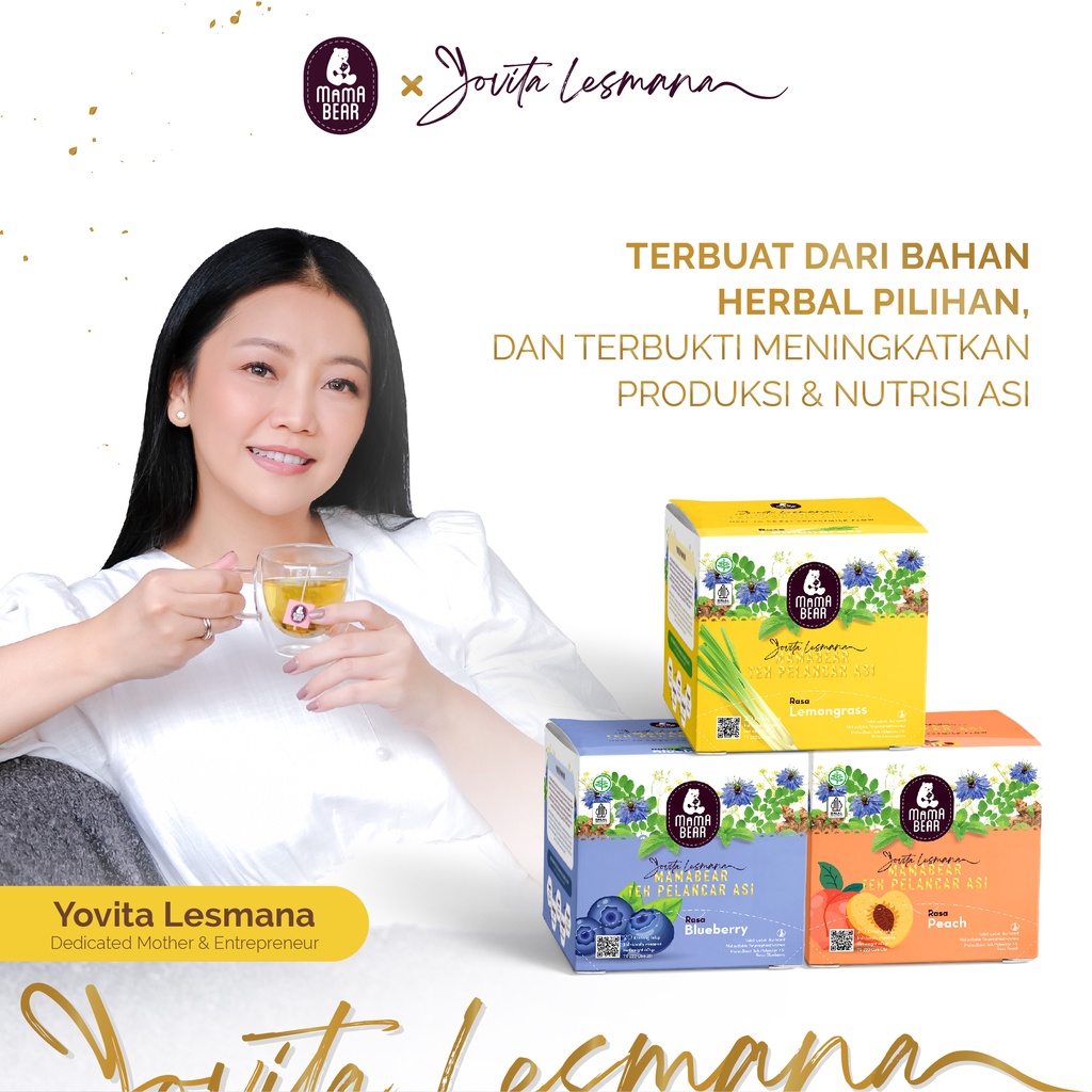 MAMABEAR Teh Pelancar ASI Yovita Lesmana Peach Blueberry Lemongrass