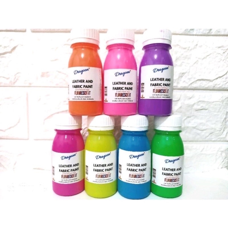 

Cat Fluorescent Warna Stabilo Warna Neon Leather and Fabric Paint Cat Kulit Canvas Suede 150ml