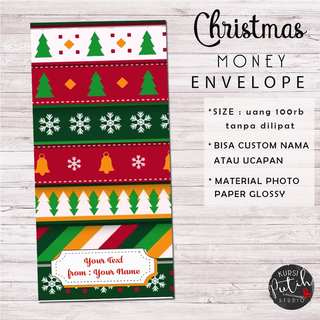 

amplop angpao / uang / money envelope tema christmas stripes garis garis