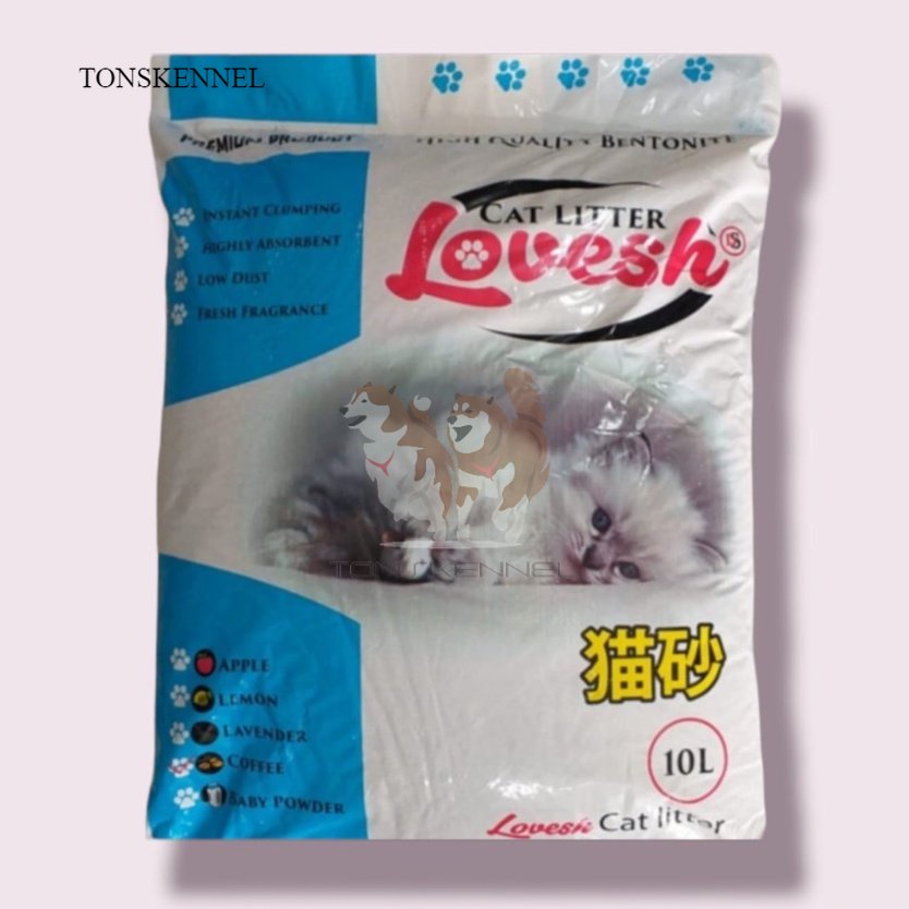 Pasir Kucing Lovesh 10 Liter 10 L 10Lt 10 Lt Cat Litter Premium Wangi Gumpal Trex T-rex T rex Truetest Cleanplus Clean plus Naughty Tail Naughtytail Top True Test Leon Cattiee Cat  Cat News Anabul Junior