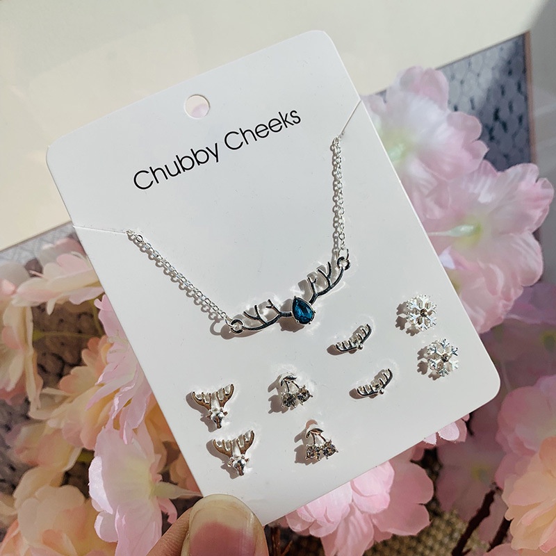 5pcs / Set Kalung Anting Kertas Kartu Bentuk Hati Bulan Bintang Untuk Wanita