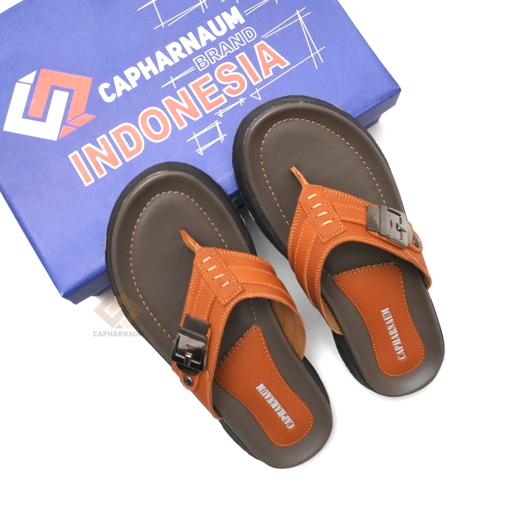 CAPHARNAUM [Rocky 101] Sendal Jepit Kulit Gesper Sandal Japit Pria Kulit Premium