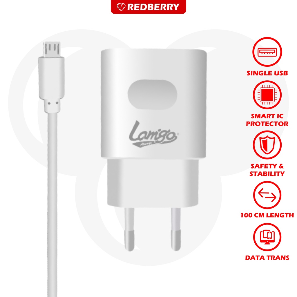 Charger LAMIGO L01 kabel data Micro USB 1meter cas HP android powerbank tws speaker universal 1.2A