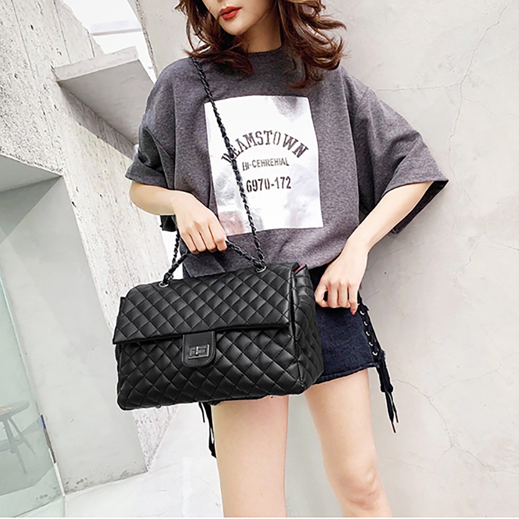 Tas Selempang Wanita Fashion 2055 Sling Bag Rantai Slempang Bahu Cewek Import Korea Bisa Muat Banyak Kapasitas Besar