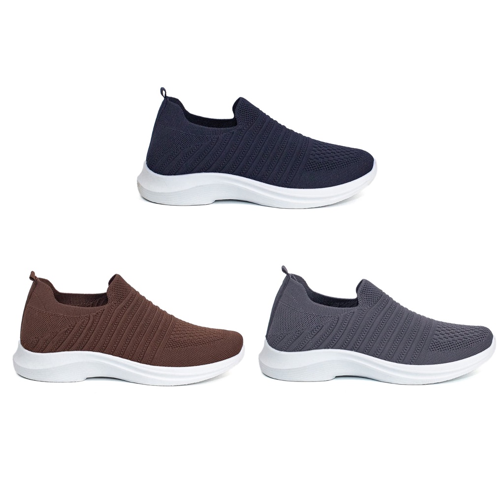 Sepatu Slip On Pria Rajut Import Sport Shoes Nyaman Ringan Model Terbaru SL933-W