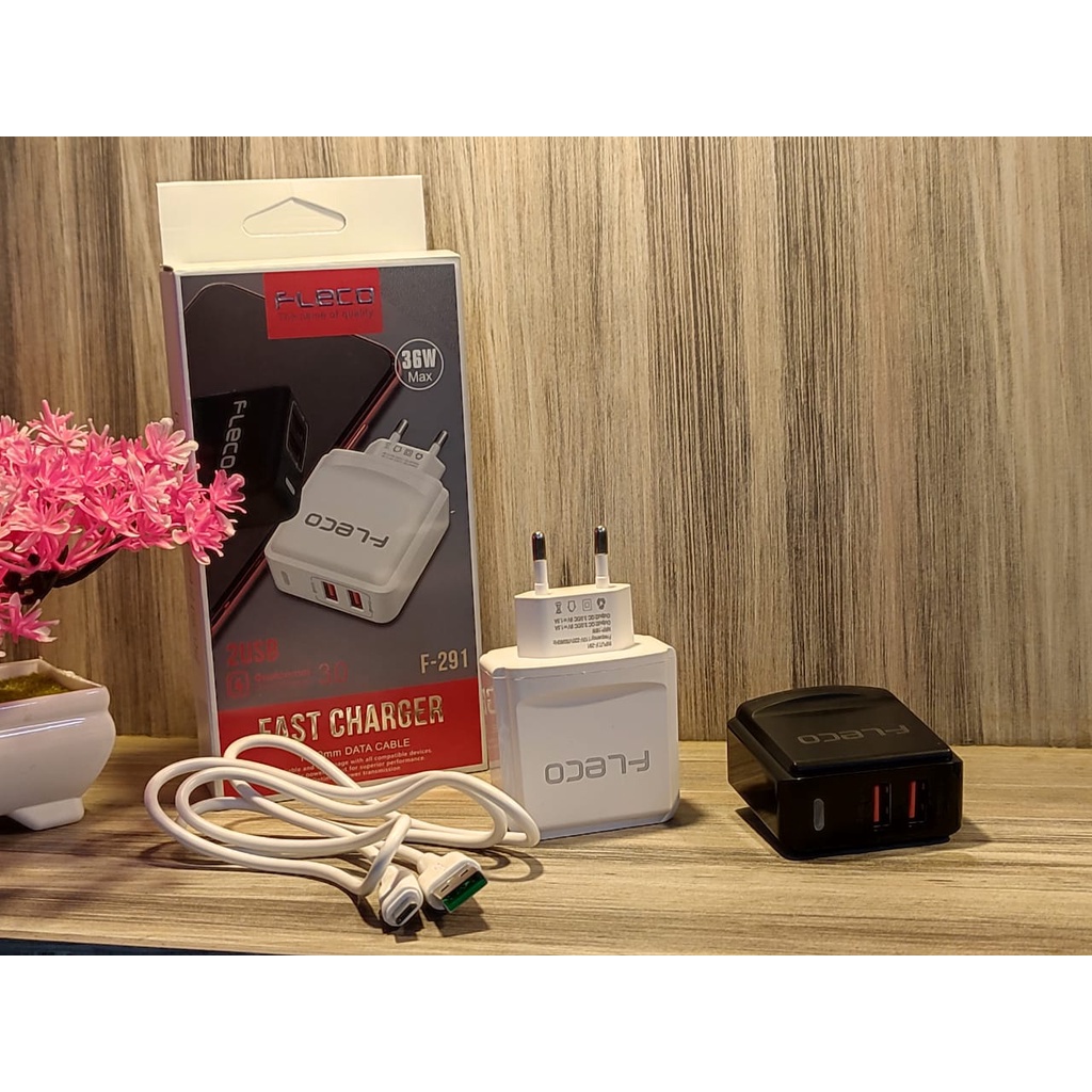 Charger FLECO F-291 3.0A 2 USB Cas Portable Multifunction Kabel Micro &amp; Type c