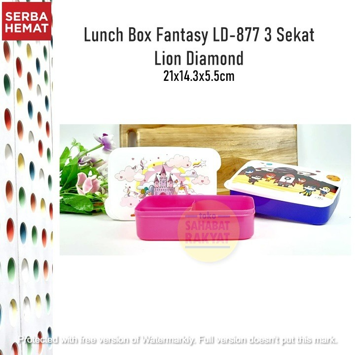 Lunch Box/Kotak Makan/Kotak Bekal Fantasy LD-877 3 Sekat Lion Diamond