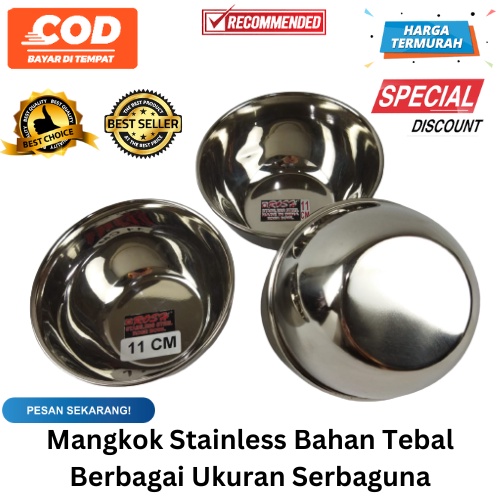 [BISA COD] PROMO Mangkok Stainless Bahan Tebal Berbagai Ukuran Serbaguna Mangkok Rosh Dinner Bowl Wadah Baskom Sop Mangkuk Kuah Tempat Saus Saos Mangkok Kecil Mangkok Besar Berkualitas Terjamin