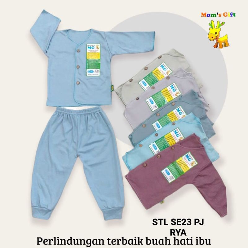 Mom's Gift Setelan Baju Bayi Lengan Panjang Polos Dasar Warna Usia Newborn SNI Nyaman Murah Berkualitas