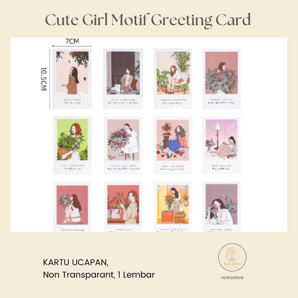 CUTE GIRL MOTIF GREETING CARD KARTU UCAPAN