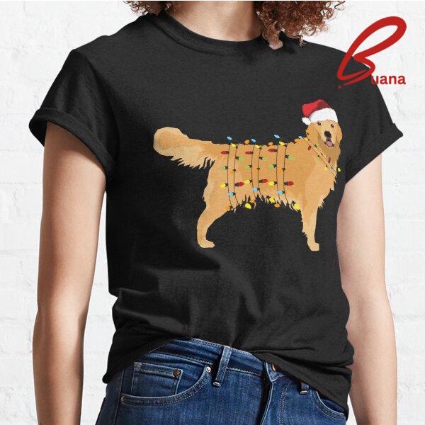 Kaos Baju Natal Golden Retriever Holiday Christmas Light 2812