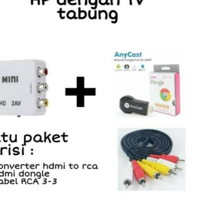 Hot Sale PAKET HDMI DONGLE + HDMI TO AV RCA + CABLE RCA KONVERTOR DARI HP KE TV TABUNG
