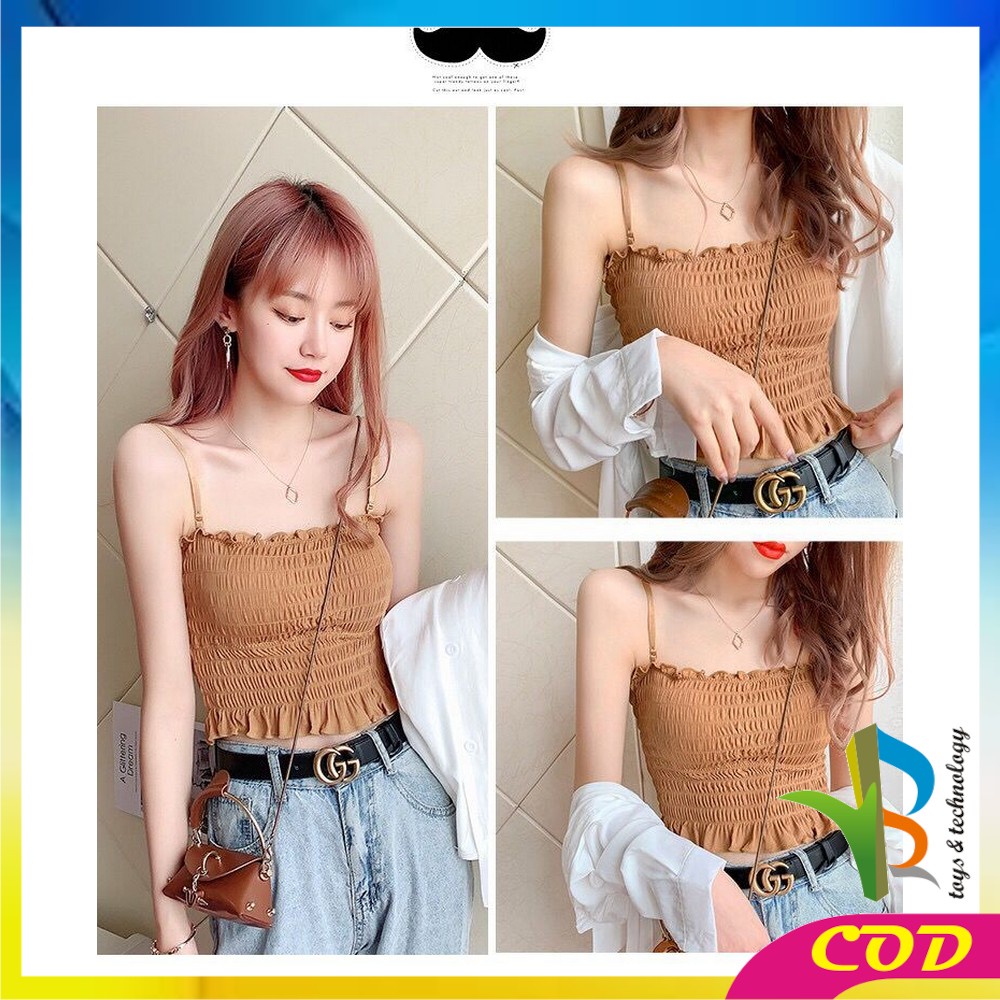 RB-P107 Tank Top Crop Top Bra Korean Style Bahan Katun / Bra Kemben Tali Bisa Lepas Pasang Bra Tangtop Fashion Wanita Tanpa Kawat